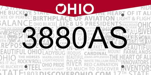 3880AS Ohio License Plate