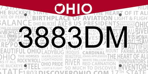 3883DM Ohio License Plate