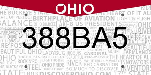 388BA5 Ohio License Plate