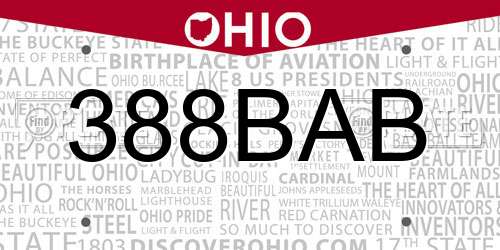 388BAB Ohio License Plate