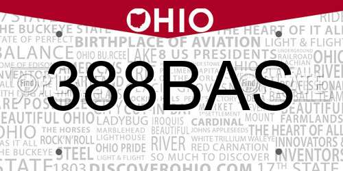388BAS Ohio License Plate