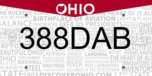 388DAB Ohio License Plate