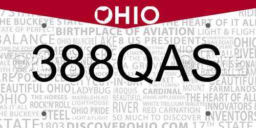 388QAS Ohio License Plate