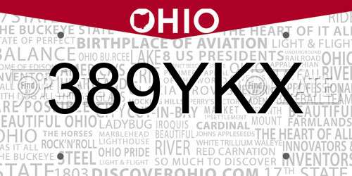 389YKX Ohio License Plate