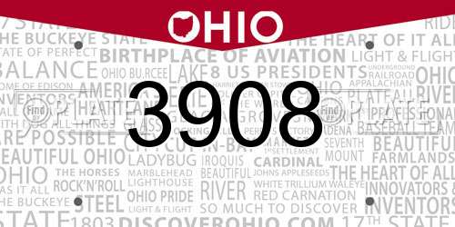 3908 Ohio License Plate
