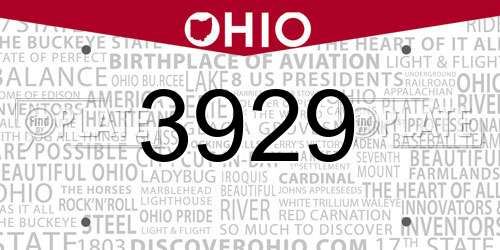 3929 Ohio License Plate