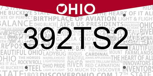 392TS2 Ohio License Plate