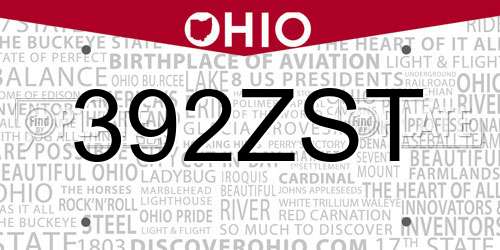 392ZST Ohio License Plate