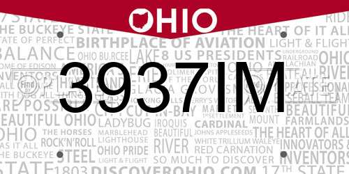 3937IM Ohio License Plate