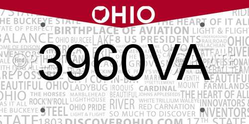 3960VA Ohio License Plate