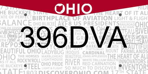396DVA Ohio License Plate