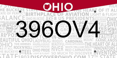 396OV4 Ohio License Plate