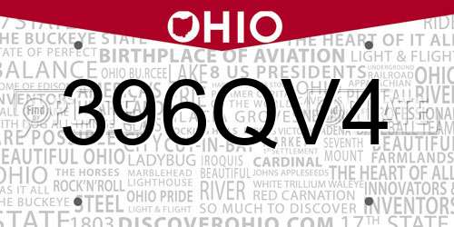 396QV4 Ohio License Plate