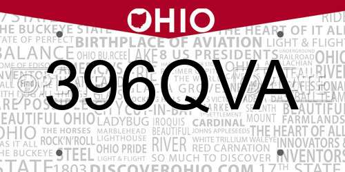 396QVA Ohio License Plate