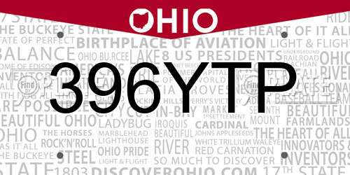396YTP Ohio License Plate