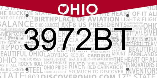 3972BT Ohio License Plate