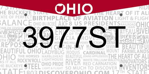 3977ST Ohio License Plate