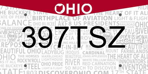397TSZ Ohio License Plate