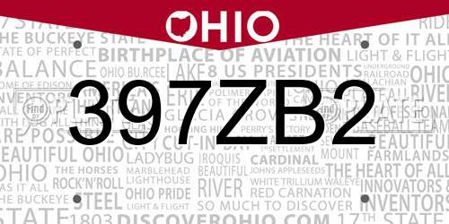 397ZB2 Ohio License Plate