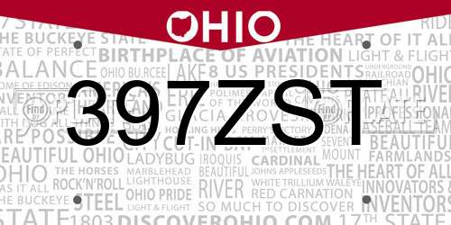 397ZST Ohio License Plate
