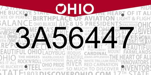 3A56447 Ohio License Plate