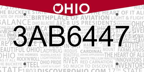 3AB6447 Ohio License Plate