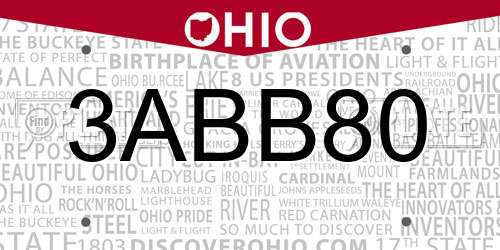 3ABB80 Ohio License Plate