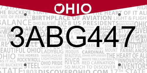 3ABG447 Ohio License Plate