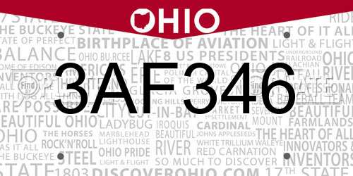 3AF346 Ohio License Plate