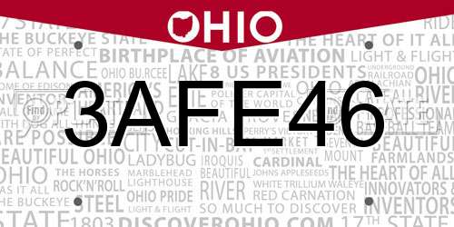 3AFE46 Ohio License Plate