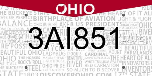 3AI851 Ohio License Plate