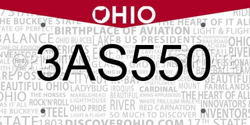 3AS550 Ohio License Plate