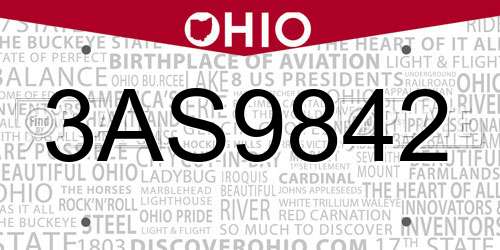 3AS9842 Ohio License Plate