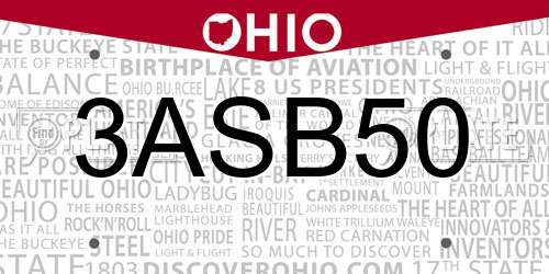 3ASB50 Ohio License Plate
