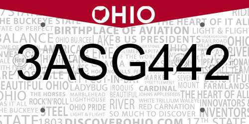 3ASG442 Ohio License Plate