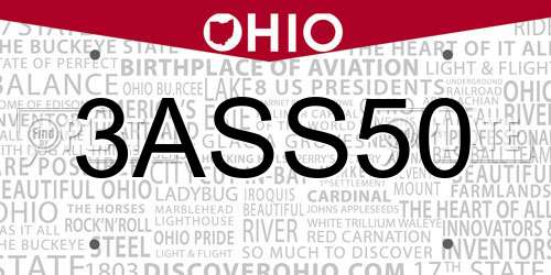 3ASS50 Ohio License Plate