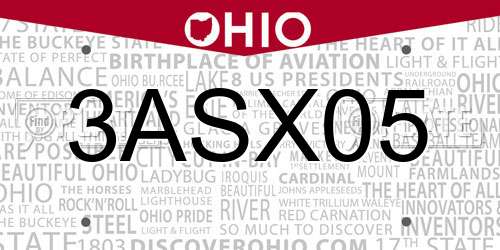 3ASX05 Ohio License Plate