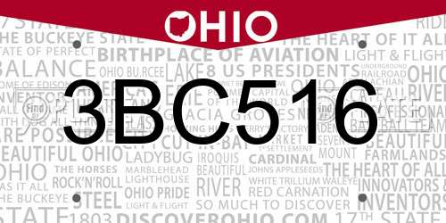 3BC516 Ohio License Plate