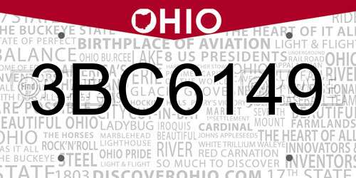 3BC6149 Ohio License Plate