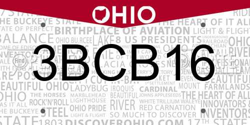 3BCB16 Ohio License Plate