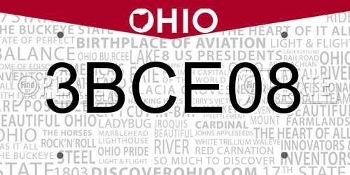3BCE08 Ohio License Plate