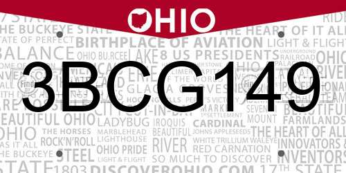 3BCG149 Ohio License Plate