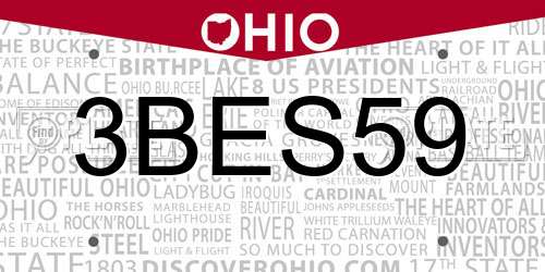 3BES59 Ohio License Plate