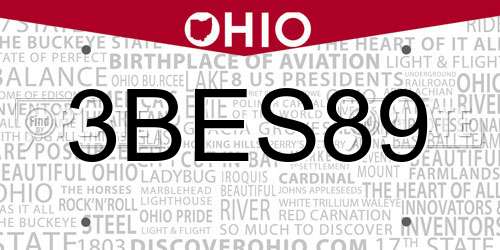 3BES89 Ohio License Plate