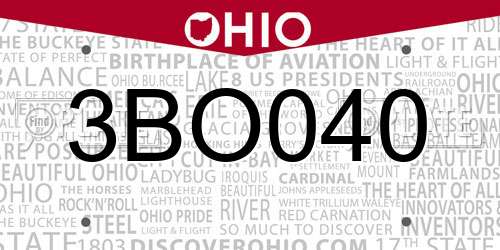 3BO040 Ohio License Plate