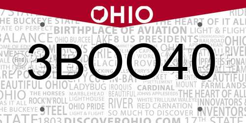 3BOO40 Ohio License Plate