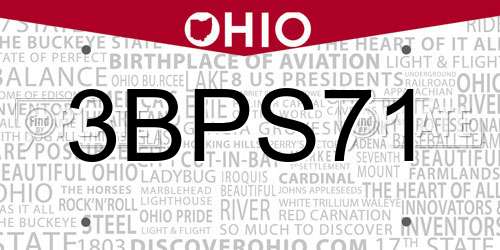 3BPS71 Ohio License Plate