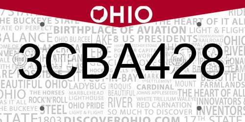 3CBA428 Ohio License Plate