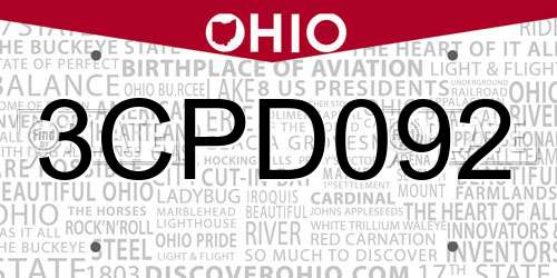 3CPD092 Ohio License Plate