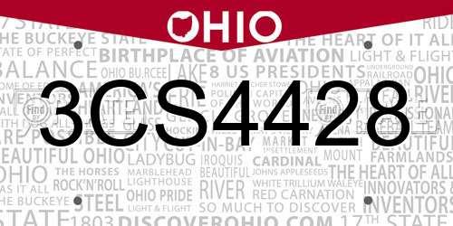 3CS4428 Ohio License Plate